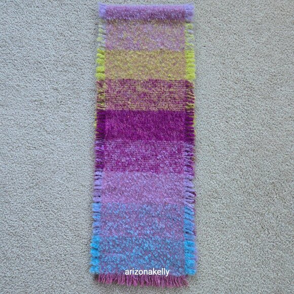 NWOT Wool & Mohair Curly Scarf Avoca Purple Turquoise - Picture 11 of 14